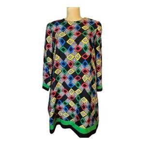 Saks Fifth Avenue Stanley Platos/Martin Ross Vtg Silk Geometric Dress